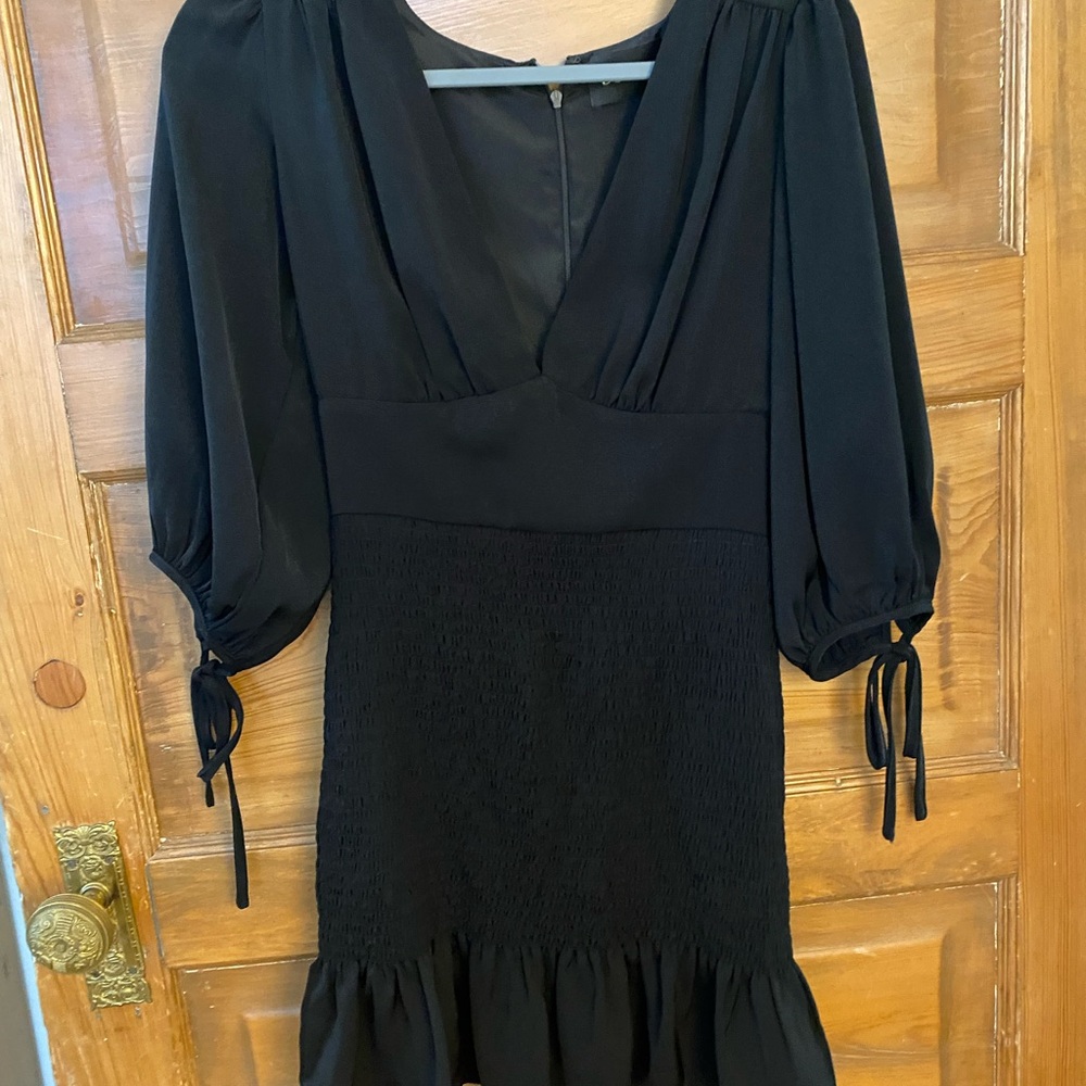 DO+BE Black Mini Dress with Puff Sleeves